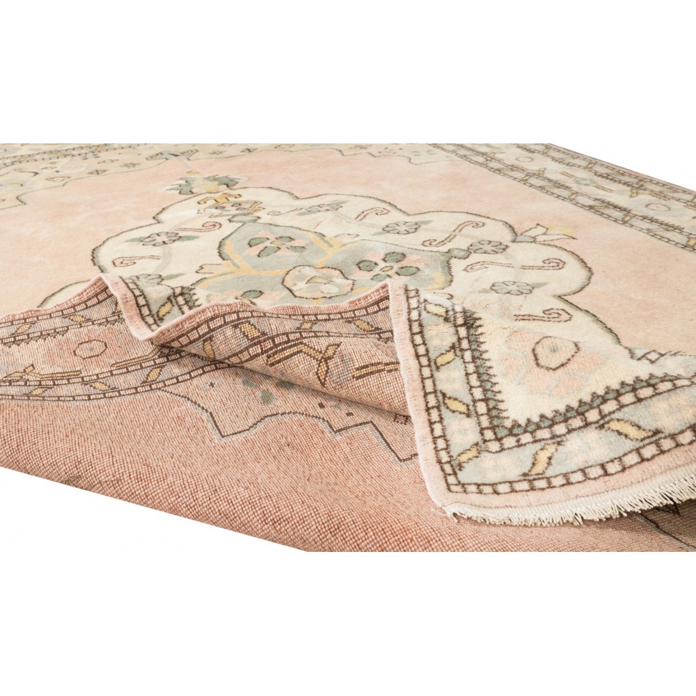 Hand Knotted Turkish Rug with Medallion Design, 100% Wool
