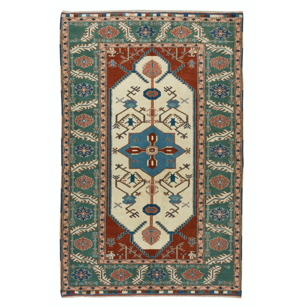 Geometric Design Rug, Authentic Handmade Turkish Carpet, 100% Wool