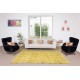 Floral Pattern Yellow Over-dyed Rug, Upcycled Turkish Handmade Wool Carpet