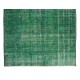 Handmade Turkish Vintage Rug in Green Color, Ideal for Modern Interiors