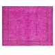 Modern Handmade Turkish Rug in Pink Color, Floral Pattern Wool Carpet