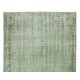 Handmade Central Anatolian Vintage Rug Over-Dyed in Light Green, Ideal for Modern Interiors Handmade Central Anatolian Vintage Rug Over-Dyed in Light Green, Ideal for Modern Interiors