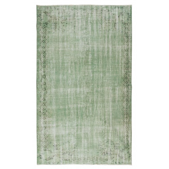 Handmade Central Anatolian Vintage Rug Over-Dyed in Light Green, Ideal for Modern Interiors Handmade Central Anatolian Vintage Rug Over-Dyed in Light Green, Ideal for Modern Interiors