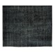 Modern Central Anatolian Area Rug Over-Dyed in Black, Vintage Handmade Wool Carpet