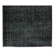 Modern Turkish Area Rug Over-Dyed in Black, Vintage Handmade Wool Carpet