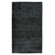 Modern Turkish Area Rug Over-Dyed in Black, Vintage Handmade Wool Carpet