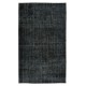 Modern Central Anatolian Area Rug Over-Dyed in Black, Vintage Handmade Wool Carpet