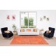 Medallion Pattern Orange Over-dyed Rug, Upcycled Turkish Handmade Carpet for Modern Interiors