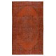 Medallion Pattern Orange Over-dyed Rug, 1960s Turkish Handmade Carpet for Modern Interiors