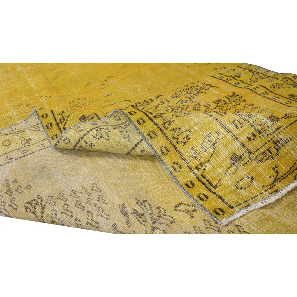 Yellow Over-dyed Rug for Modern Home & Office Decor, Turkish Handmade Carpet