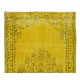 Yellow Over-dyed Rug for Modern Home & Office Decor, Turkish Handmade Carpet