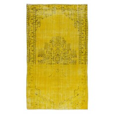 Yellow Over-dyed Rug for Modern Home & Office Decor, Turkish Handmade Carpet