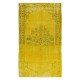 Yellow Over-dyed Rug for Modern Home & Office Decor, Turkish Handmade Carpet