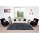 Modern Central Anatolian Area Rug Over-Dyed in Black, Vintage Handmade Wool Carpet