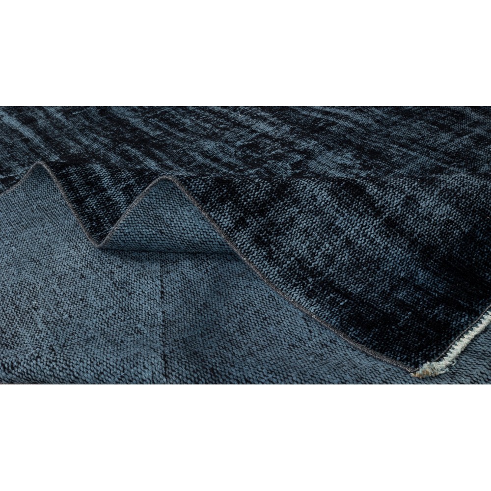 Modern Turkish Area Rug Over-Dyed in Black, Vintage Handmade Wool Carpet