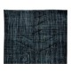 Modern Turkish Area Rug Over-Dyed in Black, Vintage Handmade Wool Carpet