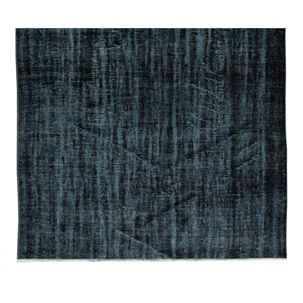 Modern Turkish Area Rug Over-Dyed in Black, Vintage Handmade Wool Carpet