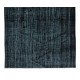 Modern Central Anatolian Area Rug Over-Dyed in Black, Vintage Handmade Wool Carpet