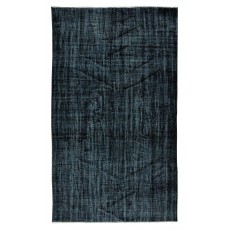 Modern Turkish Area Rug Over-Dyed in Black, Vintage Handmade Wool Carpet