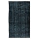 Modern Turkish Area Rug Over-Dyed in Black, Vintage Handmade Wool Carpet