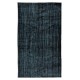 Modern Central Anatolian Area Rug Over-Dyed in Black, Vintage Handmade Wool Carpet