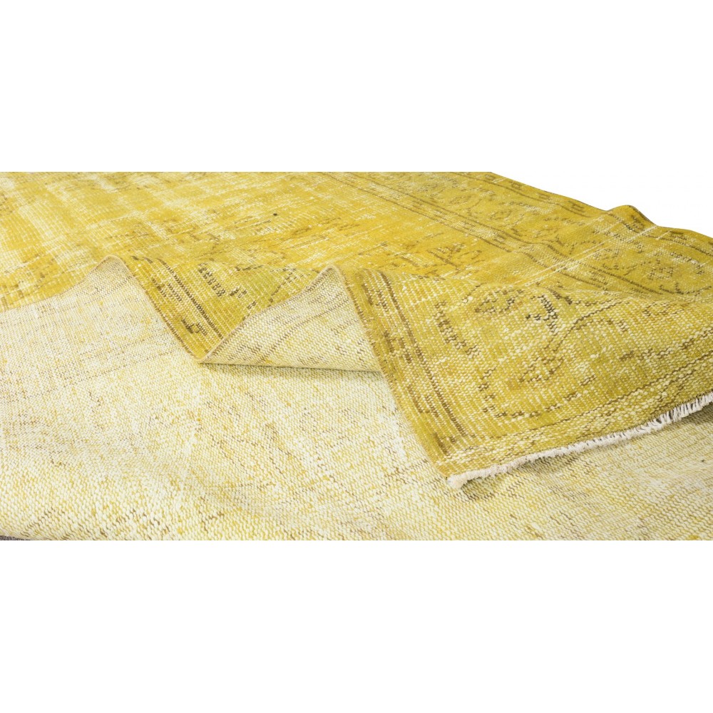 Yellow Over-dyed Rug for Modern Home & Office Decor, Turkish Handmade Carpet