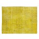 Yellow Over-dyed Rug for Modern Home & Office Decor, Turkish Handmade Carpet