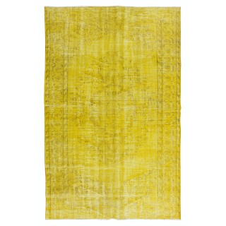 Yellow Over-dyed Rug for Modern Home & Office Decor, Turkish Handmade Carpet