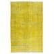 Yellow Over-dyed Rug for Modern Home & Office Decor, Turkish Handmade Carpet