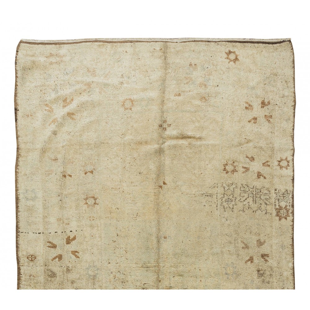 Room Size Turkish Oushak Area Rug, Vintage Hand Knotted Carpet for Home & Office Decor