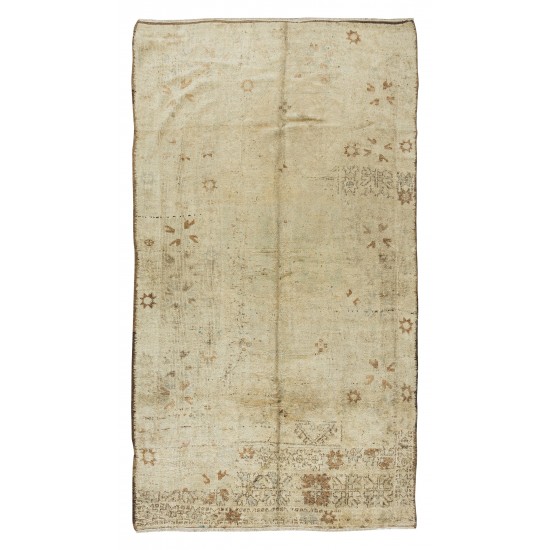 Antique Washed Central Anatolian Oushak Rug, Room Size Vintage Hand Knotted Carpet for Home & Office Decor Antique Washed Central Anatolian Oushak Rug, Room Size Vintage Hand Knotted Carpet for Home & Office Decor