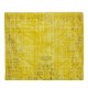 Yellow Over-dyed Rug for Modern Home & Office Decor, Turkish Handmade Carpet