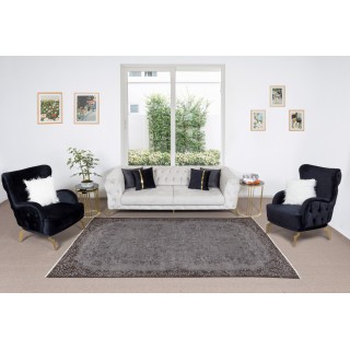 Vintage Rug Over-dyed in Gray for Contemporary Interiors, Handmade in Turkey