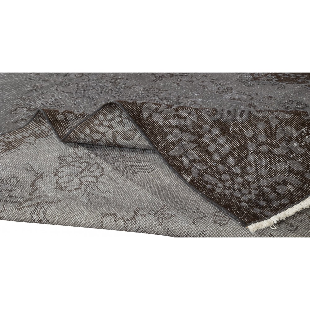 Vintage Rug Over-dyed in Gray for Contemporary Interiors, Handmade in Turkey