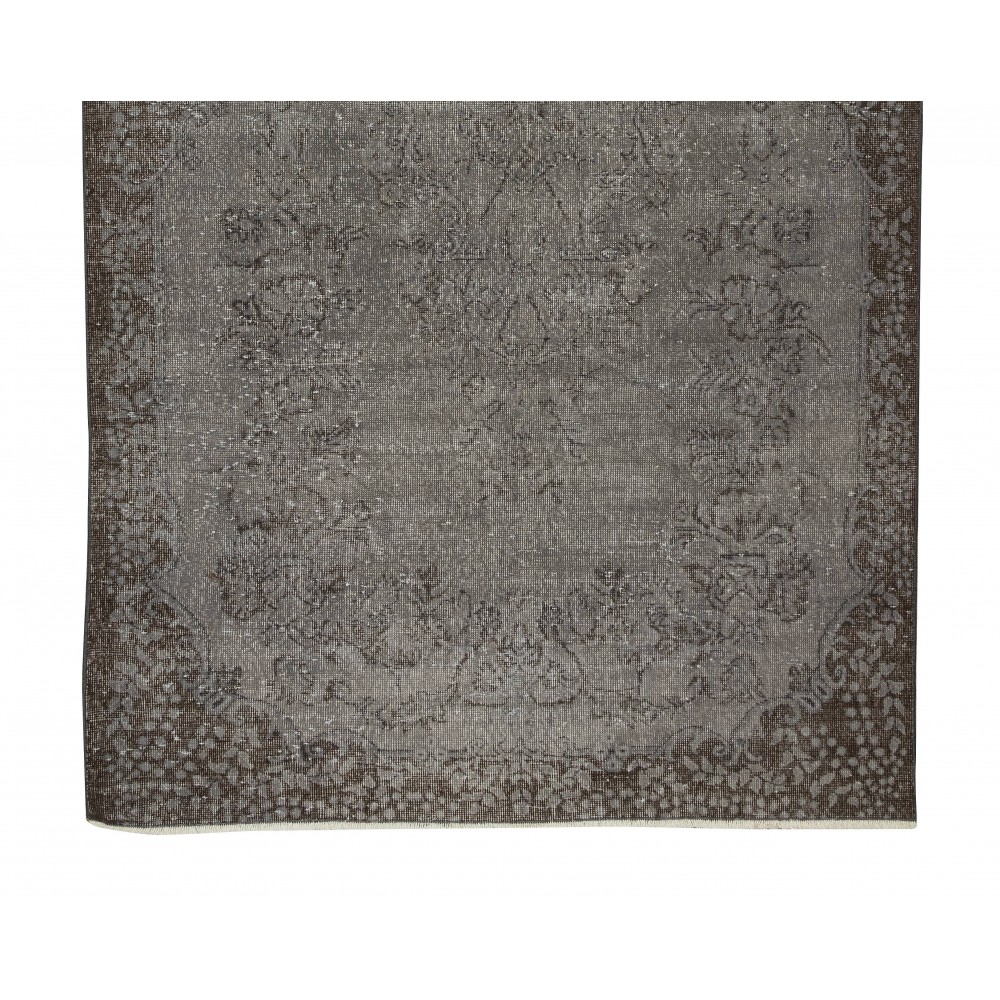 Vintage Rug Over-dyed in Gray for Contemporary Interiors, Handmade in Turkey