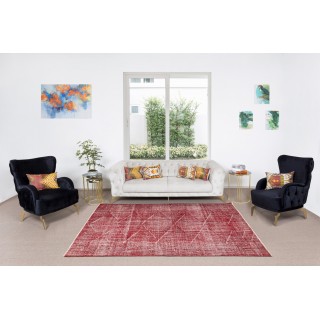 Distressed Vintage Handmade Turkish Rug Over-Dyed in Red, Great for Office & Home Decor Distressed Vintage Handmade Turkish Rug Over-Dyed in Red, Great for Office & Home Decor