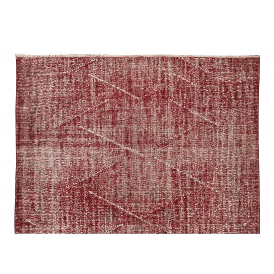 Distressed Vintage Handmade Turkish Rug Over-Dyed in Red, Great for Office & Home Decor Distressed Vintage Handmade Turkish Rug Over-Dyed in Red, Great for Office & Home Decor
