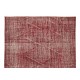 Distressed Vintage Handmade Turkish Rug Over-Dyed in Red, Great for Office & Home Decor