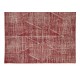 Distressed Vintage Handmade Turkish Rug Over-Dyed in Red, Great for Office & Home Decor