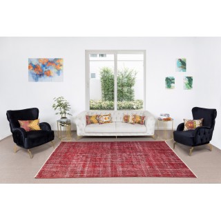 Vintage Handmade Turkish Rug Over-Dyed in Red, Great for Office & Home Decor Vintage Handmade Turkish Rug Over-Dyed in Red, Great for Office & Home Decor