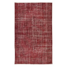 Vintage Handmade Turkish Rug Over-Dyed in Red, Great for Office & Home Decor