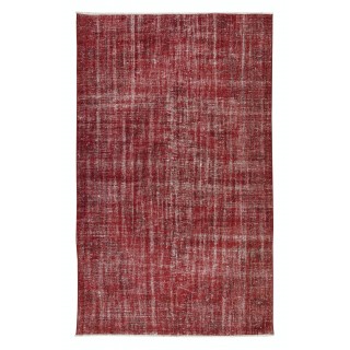 Vintage Handmade Turkish Rug Over-Dyed in Red, Great for Office & Home Decor