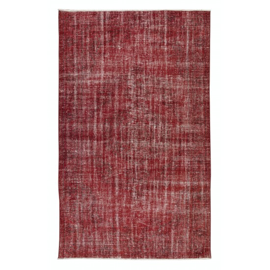 Vintage Handmade Turkish Rug Over-Dyed in Red, Great for Office & Home Decor