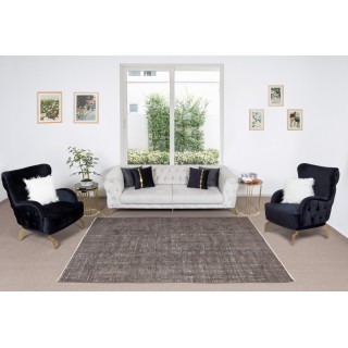 Contemporary Turkish Area Rug Over-Dyed in Gray, Vintage Handmade Carpet
