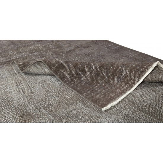 Contemporary Turkish Area Rug Over-Dyed in Gray, Vintage Handmade Carpet Contemporary Turkish Area Rug Over-Dyed in Gray, Vintage Handmade Carpet