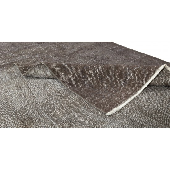 Contemporary Turkish Area Rug Over-Dyed in Gray, Vintage Handmade Carpet