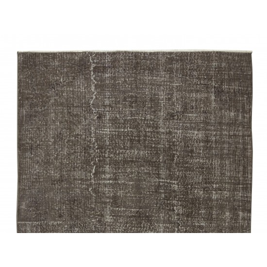 Contemporary Turkish Area Rug Over-Dyed in Gray, Vintage Handmade Carpet Contemporary Turkish Area Rug Over-Dyed in Gray, Vintage Handmade Carpet
