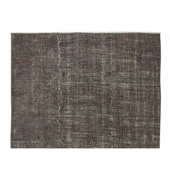 Contemporary Turkish Area Rug Over-Dyed in Gray, Vintage Handmade Carpet