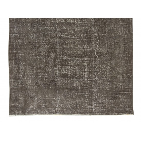 Contemporary Turkish Area Rug Over-Dyed in Gray, Vintage Handmade Carpet