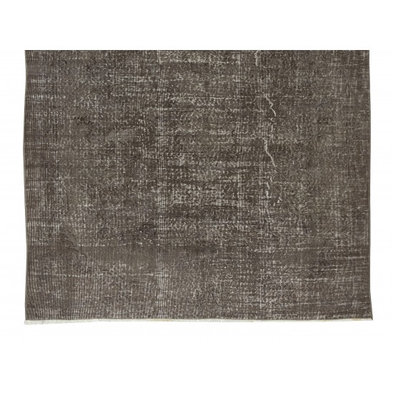 Contemporary Turkish Area Rug Over-Dyed in Gray, Vintage Handmade Carpet Contemporary Turkish Area Rug Over-Dyed in Gray, Vintage Handmade Carpet